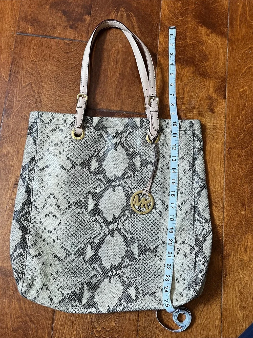 Michael Kors Large Python Embossed Leather Satchel Tote Bag Purse Shopper